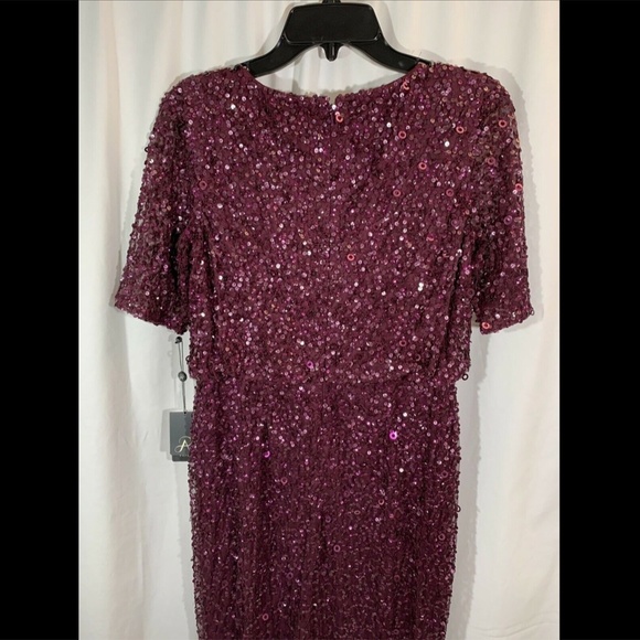 NWT $289 Adrianna Papell Blouson Sequin Gown in‎ Cassis [SZ 6 ] - Picture 12 of 13
